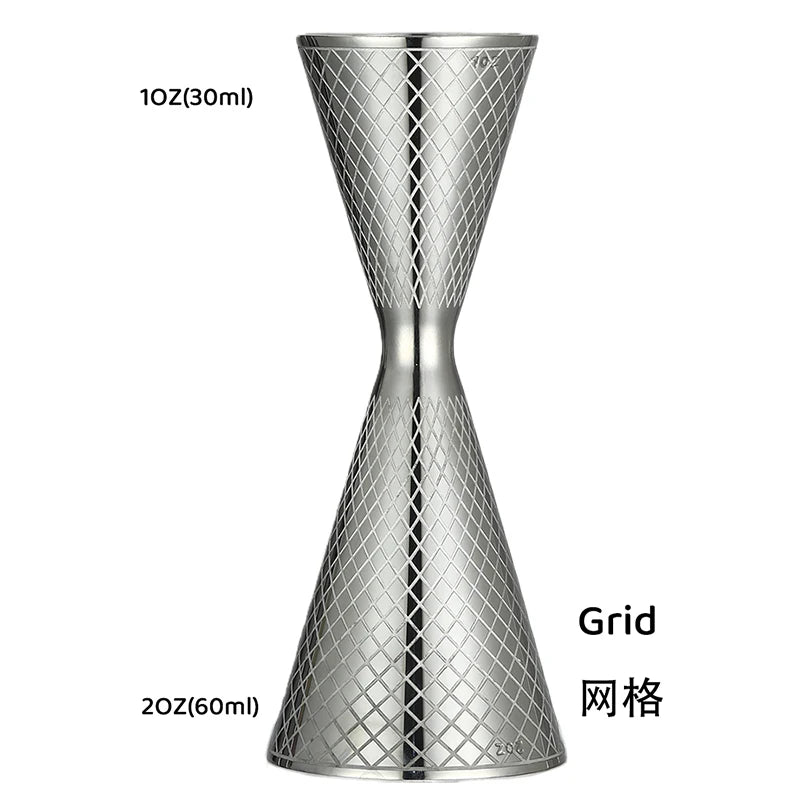 Integrated-Style Jigger Double Cocktail Jigger Bar Measure with Etched Pattern Bar Tools