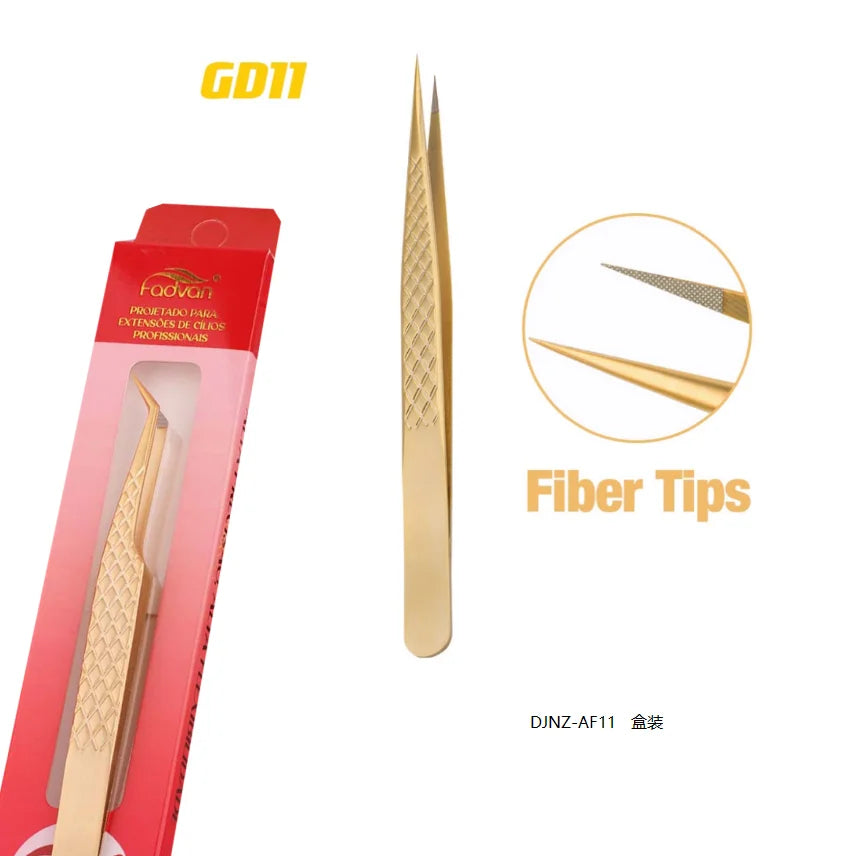 FADVAN High-precision Fiber Tip Tweezer for Eyelash Extensions Stainless Steel Antistatic Straight Tools with Boxed