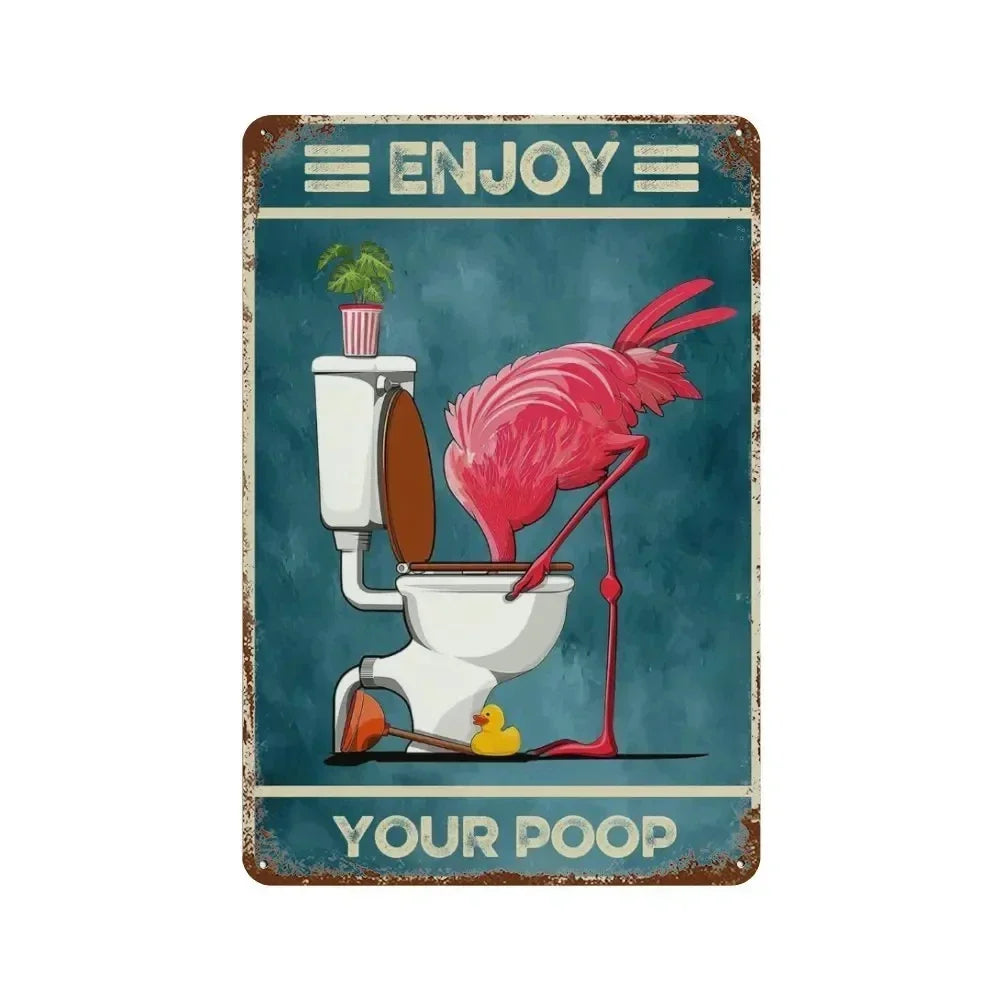 Bar tin painting，Alluring Funny Tin Sign - Retro - Style Toothbrush & Toilet Paper Tin Sign,Designed for Inviting Bathroom