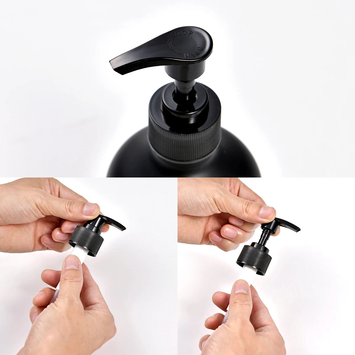 Matte Black Soap Dispenser Bottle Hand Soap Dish Liquid Container Refillable Empty Bottle Printed Kitchen Sink Soap Pump Bottle