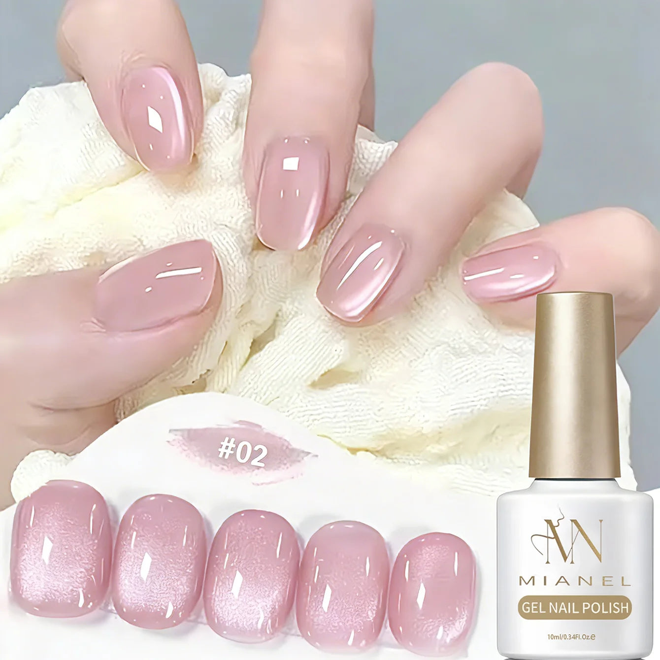 MIANEL 2026 10ML Lover Cat Eye Nail Gel Nude Pink with Sparkling Golden Light Glass Bead for Flattering Cat Eye Manicure