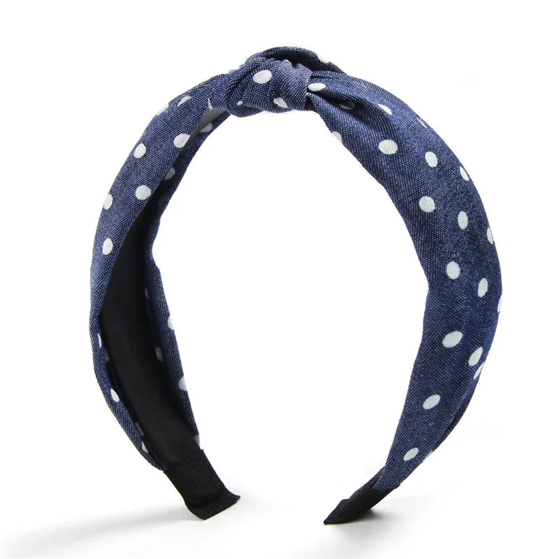 1/3pcs Knotted Print Denim Cloth Headband for Women Girls Shopping Face Wash Hair Hoop Simple Denim Headpiece
