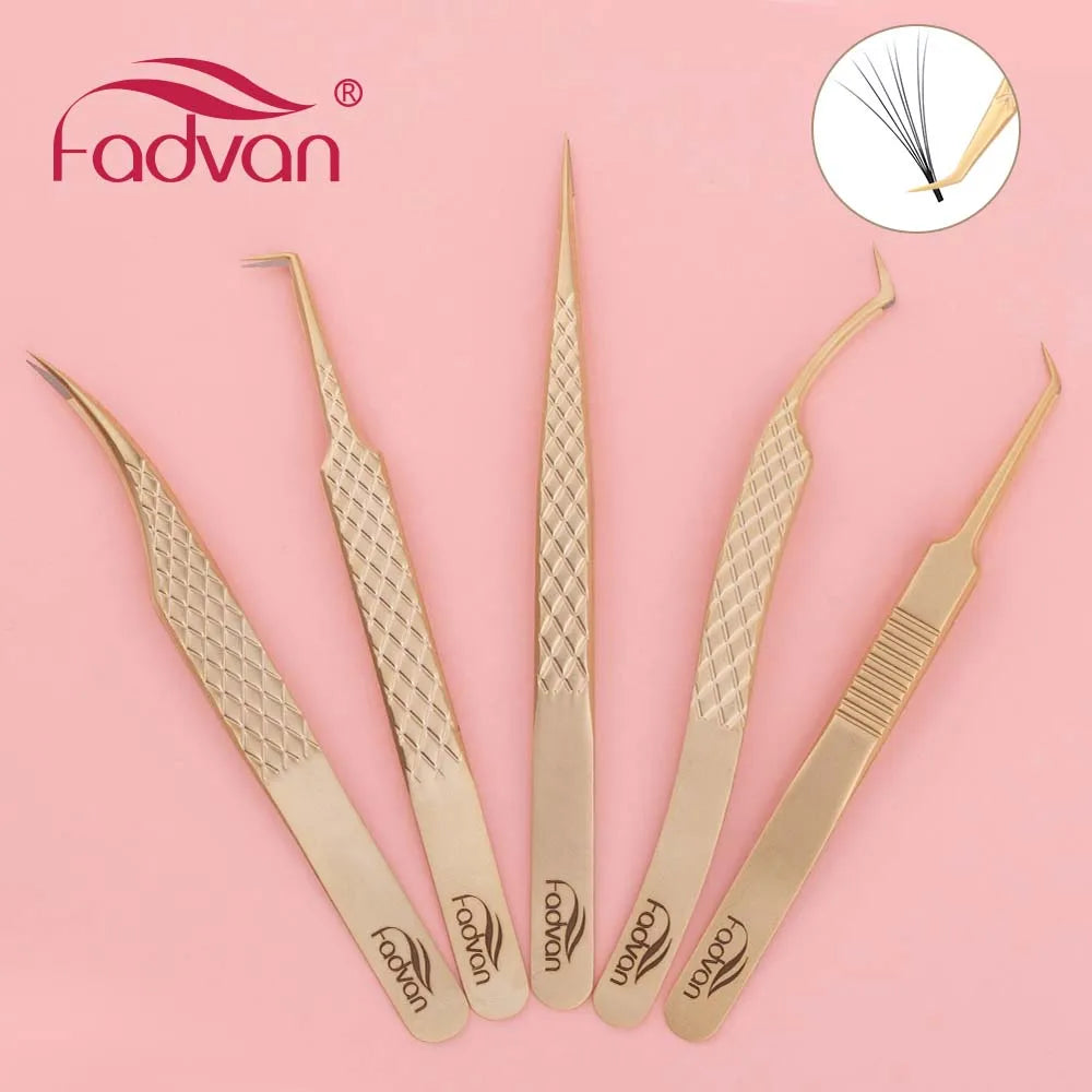 FADVAN High-precision Fiber Tip Tweezer for Eyelash Extensions Stainless Steel Antistatic Straight Tools with Boxed