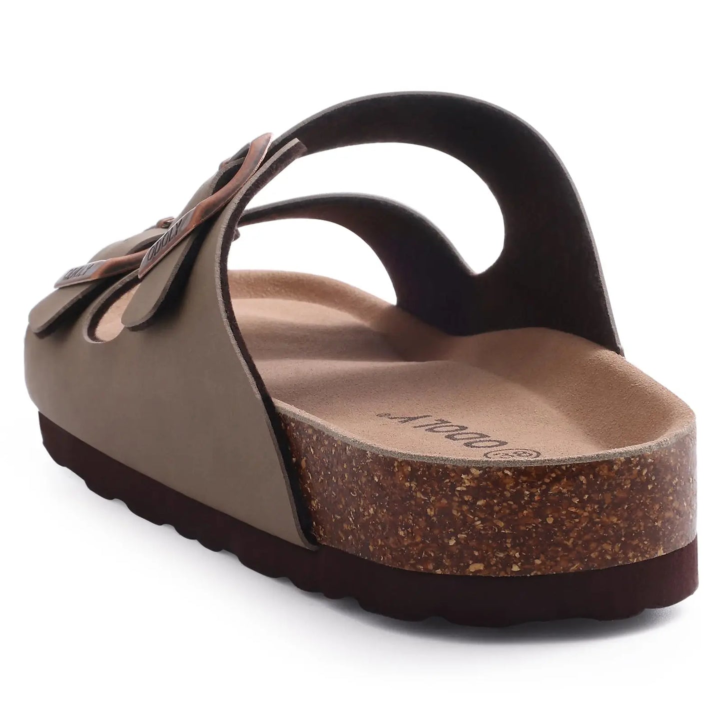 Comwarm Men's Cork Footbed Slides Sandals Arch Support Summer Outdoor Sandals with Adjustable Buckle Leisure Men Leather Slides