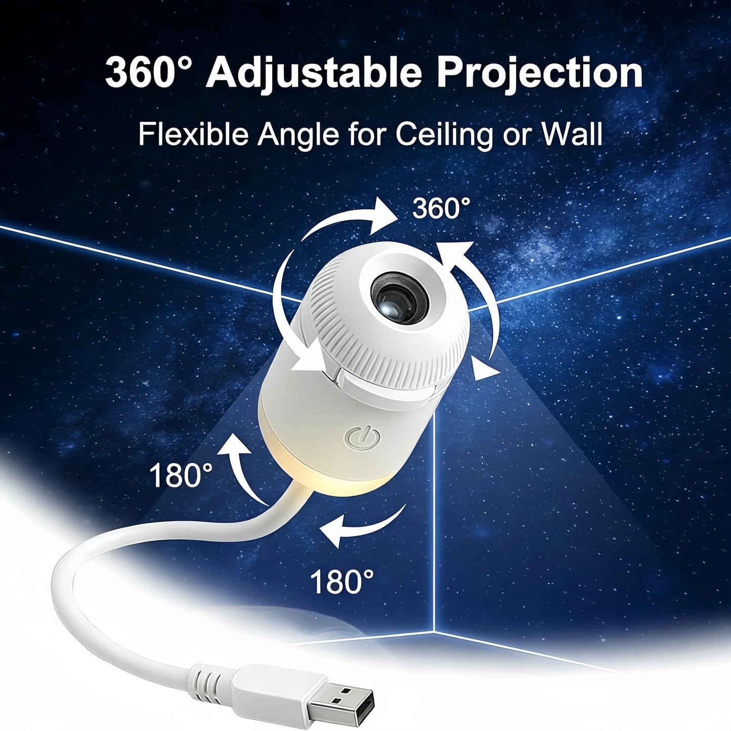 Galaxy Star Projector, 2-in-1 Portable Lamp with 12 Slides, 360° Adjustable Eye-Care LED Night Light for Bedroom Car Decor Gift