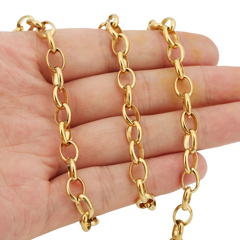 1 Meter Stainless Steel Large Heavy Chunky Hip Hop Punk Link Gold Color Chains DIY Jewelry Materials Handmade Necklace Bracelets