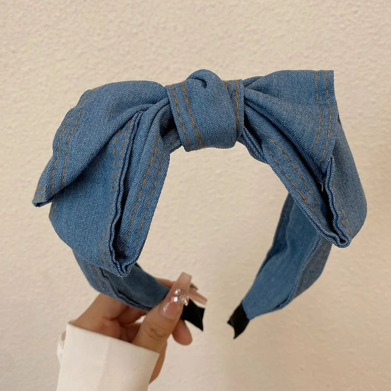 1/3pcs Knotted Print Denim Cloth Headband for Women Girls Shopping Face Wash Hair Hoop Simple Denim Headpiece