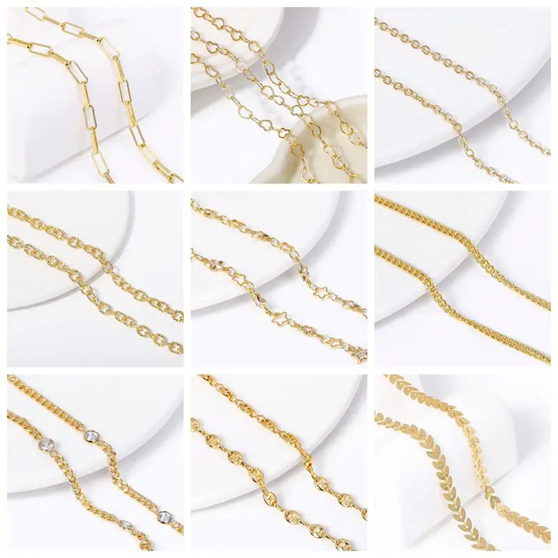 18K Gold Plated Brass With Center U-Bar And Open Ring Cable Chain Ear Thread Ear Wire Earrings DIY Earring Making Supplies