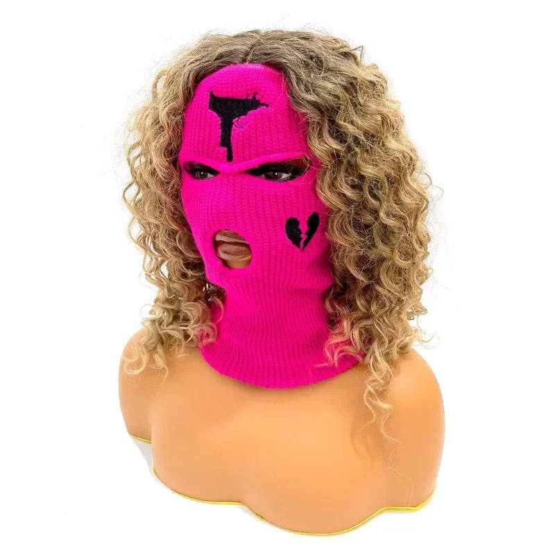 Winter Balaclava Skiing Hat with Three Holes Warm Outdoor Knitted Pullover Face Mask Multifunctional Sports