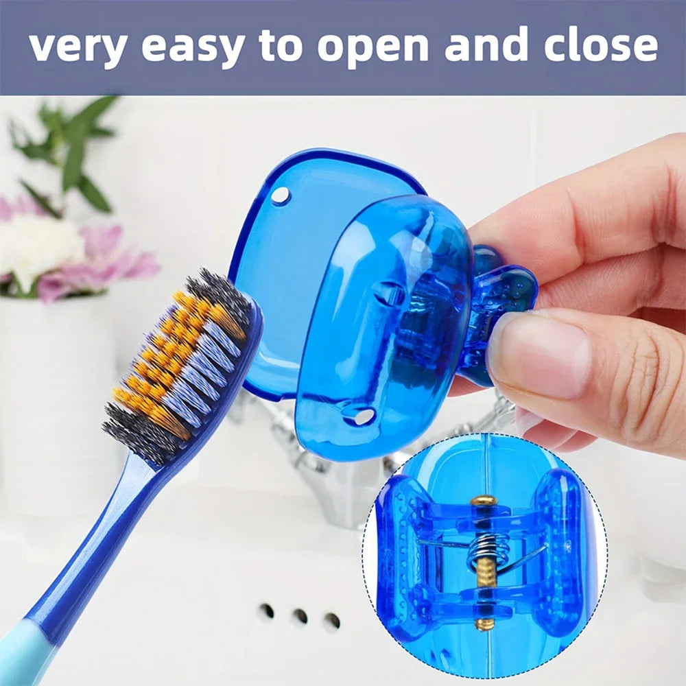 Travel Toothbrush Head Covers Toothbrush Protector Cap Brush Pod Case Protective Portable Plastic Clip For Household Travel