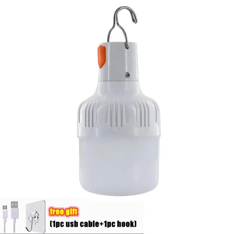 1-3PCS Outdoor USB Rechargeable LED Lamp Bulbs Emergency Light Hook Up Camping Fishing Portable Tents Lantern Night Lights Bulb