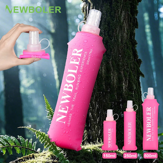 NEWBOLER 150/250/300/500ml Water Bottle TPU Folding Soft Flask Outdoor Sport Running Camping Hiking Travel Portable Water Bottle