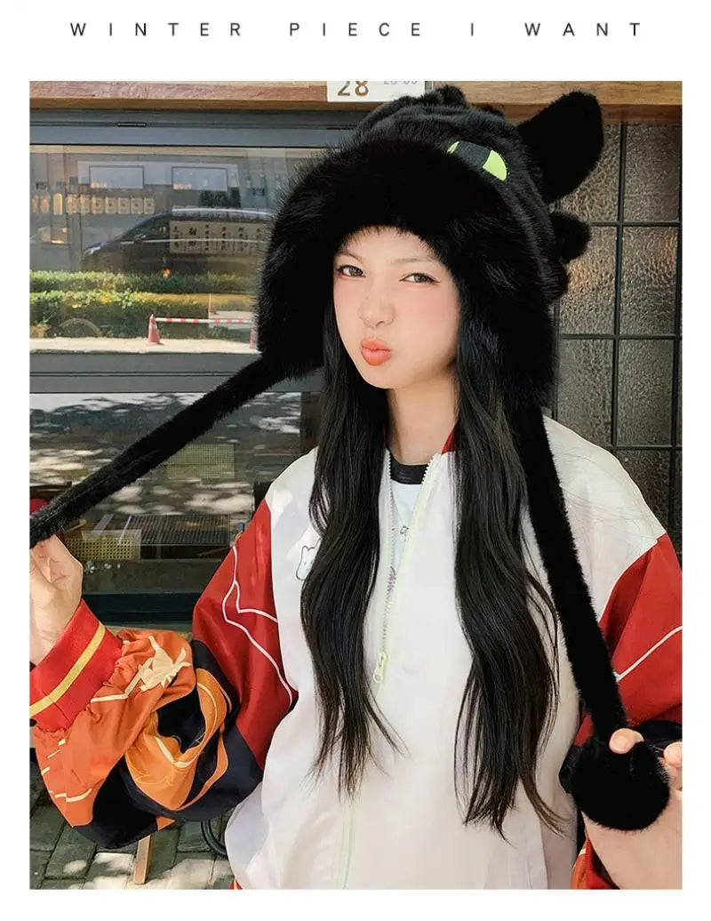 Anime Toothless Creative Hats Winter Warm Plush Hat Comfort Ear Protection Fashion Cute Accessories Cosplay Birthday Gift