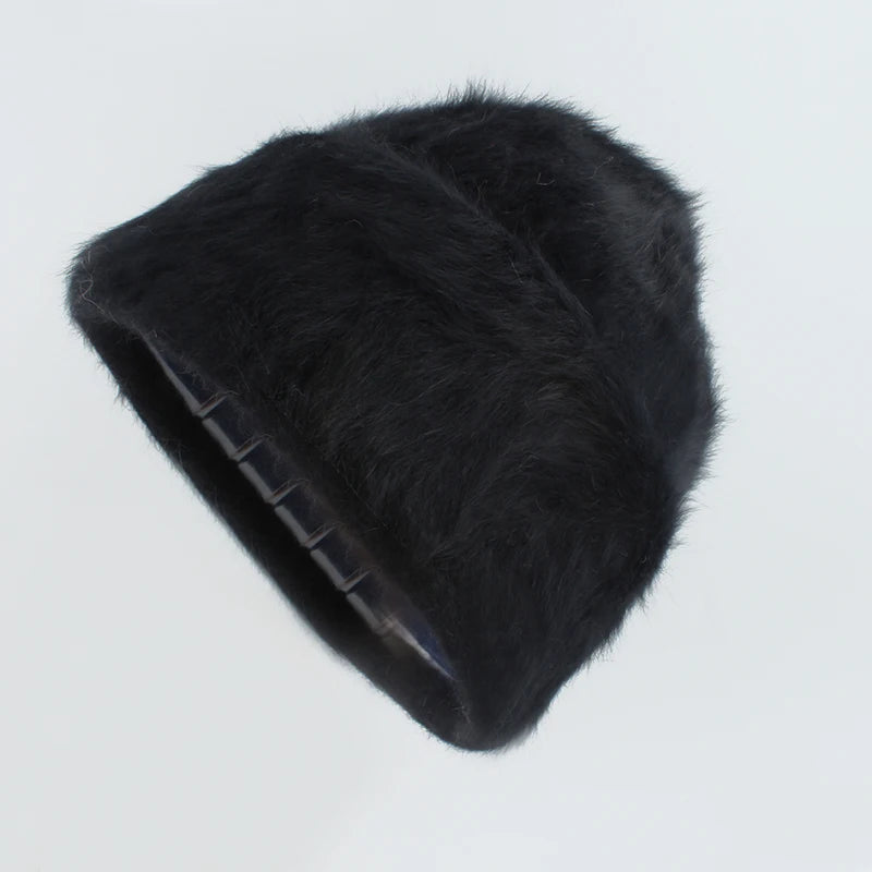Winter Hats For Women Long Rabbit Fur Warm Beanie Bonnet Female Caps Men Fashion Solid Colors Real Fur Knitted Hat