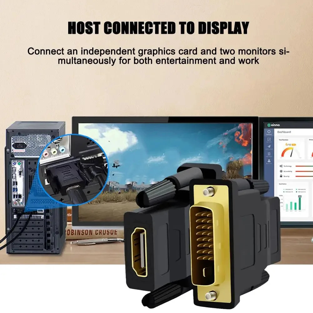1080P DVI to HDMI-Compatible Adapter Plated Plug DVI 24+1 Male to Female HDMI-compatible Video Converter for PC HDTV Projector
