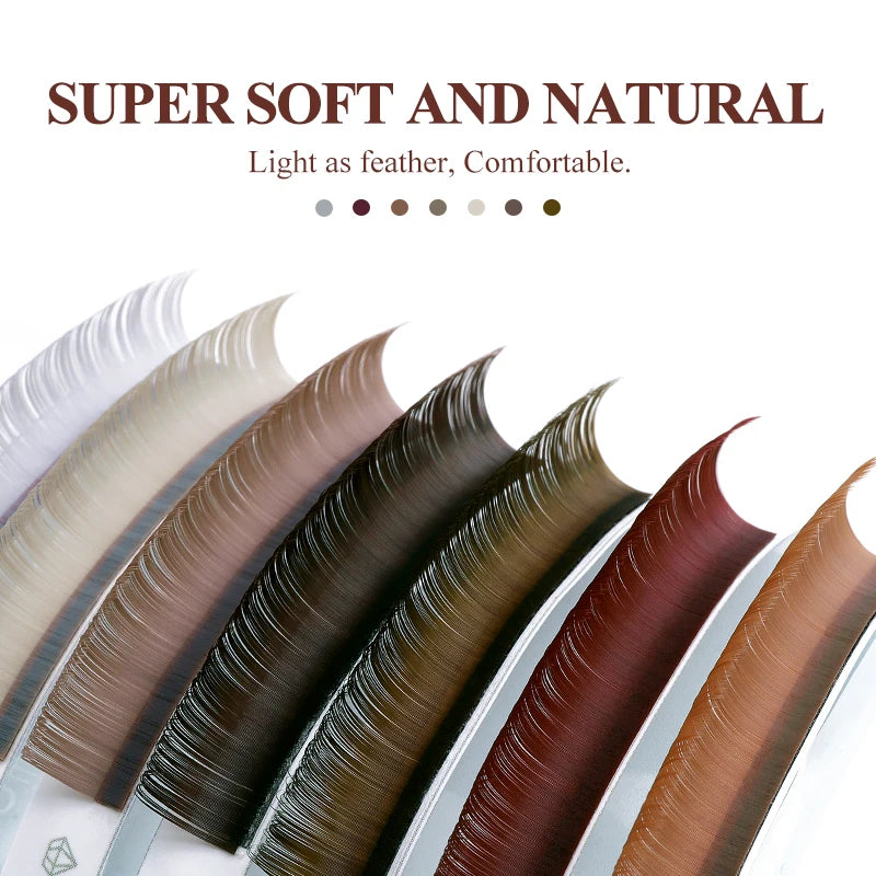 Sakurahana Individual Faux Mink Eyelash Extensions in Caramel, Brown, Teal, and Mocha Colors Professional Tools for Makeup