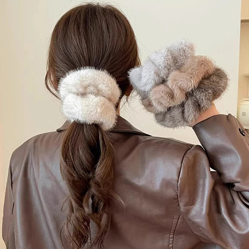Autumn Winter Versatile Plush Hair Rope For Women Exquisite Simulation Mink Headband Scrunchies Fashion Hair Accessories Gifts