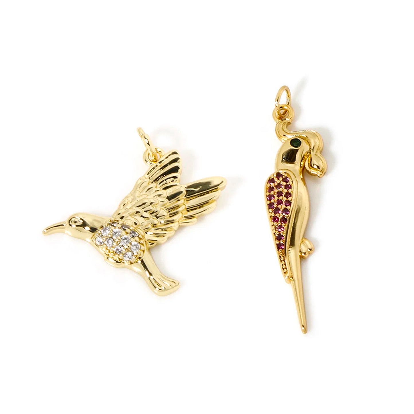 1 PC Bird Micro Pave Brass Charms 18K Gold Plated Color Bird Animal Delicate Pendants For DIY Jewelry Making Necklace Findings