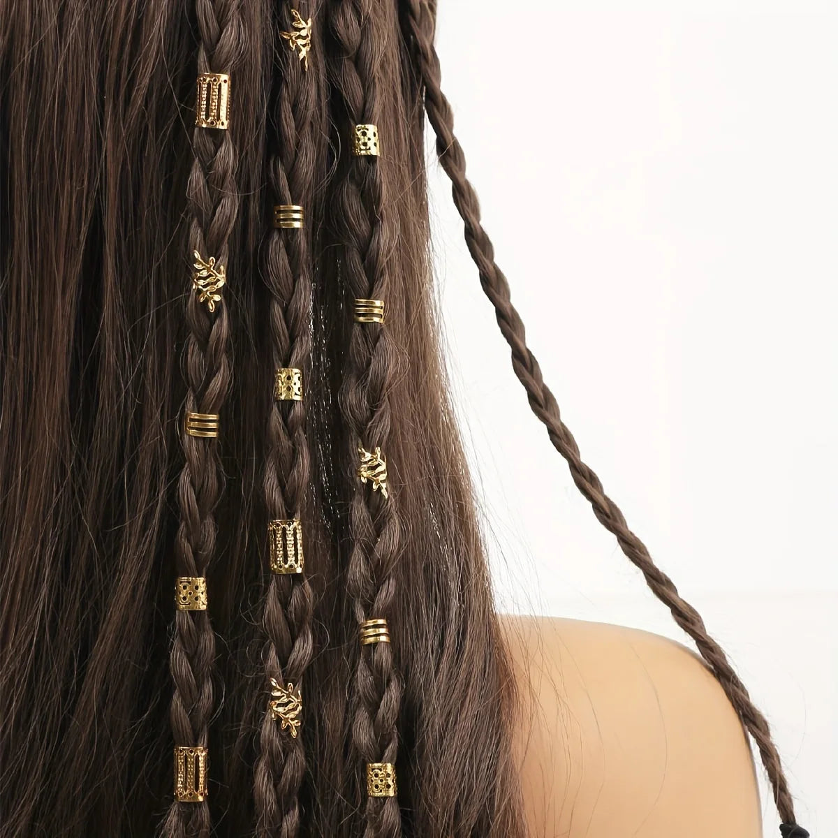 40pcs Metal Hair Rings Beads Cuffs Tubes Charms Hollow Out Dread African Hair Braids mix Hair Braider Decoration Accessories