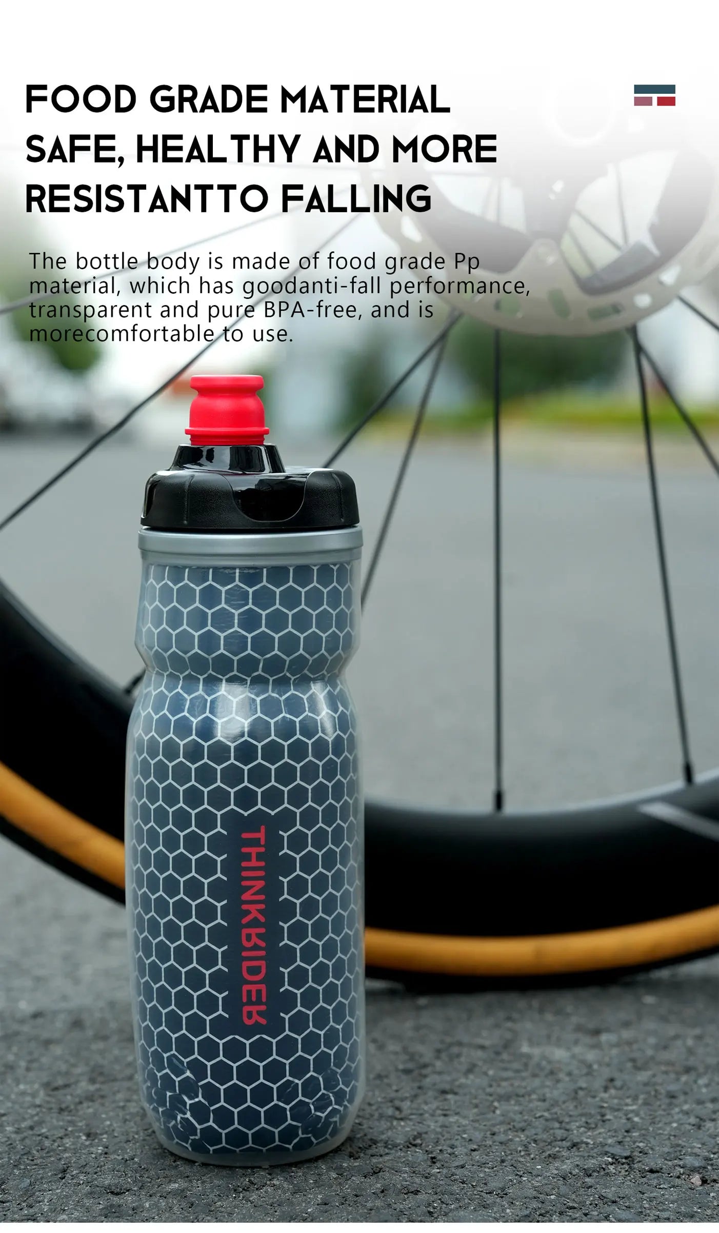ThinkRider Bike Water Bottle 620ml/21oz Mountain Cycling Water Bottle PP5 Heat-And Ice-protected Bottle Outdoor Sports Cup