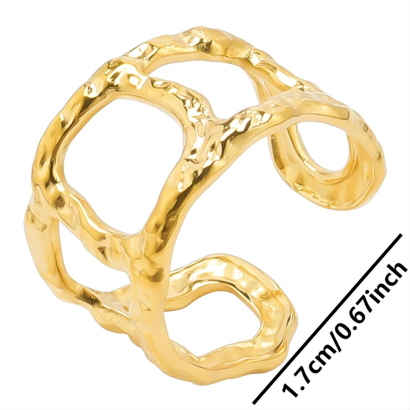 6pcs/lot Wholesale Various Chunky Rings Real Gold Plated Love Abstract DIY Shell Star Sun Bat Shaped Rings Women Jewelry Gifts