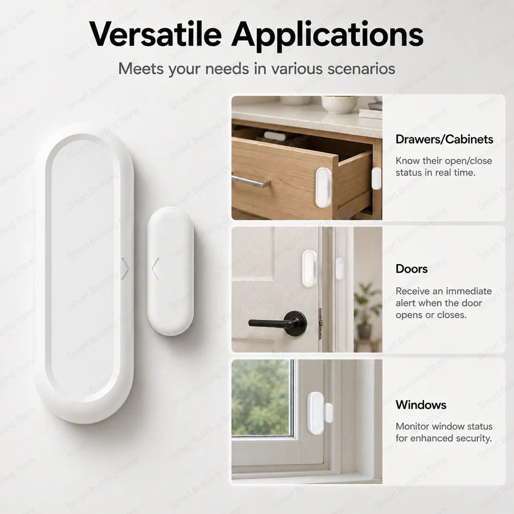 Zigbee 3.0 Door Window Sensor Zigbee Gateway Required Smart Home Work with Alexa ZHA Zigbee2mqtt