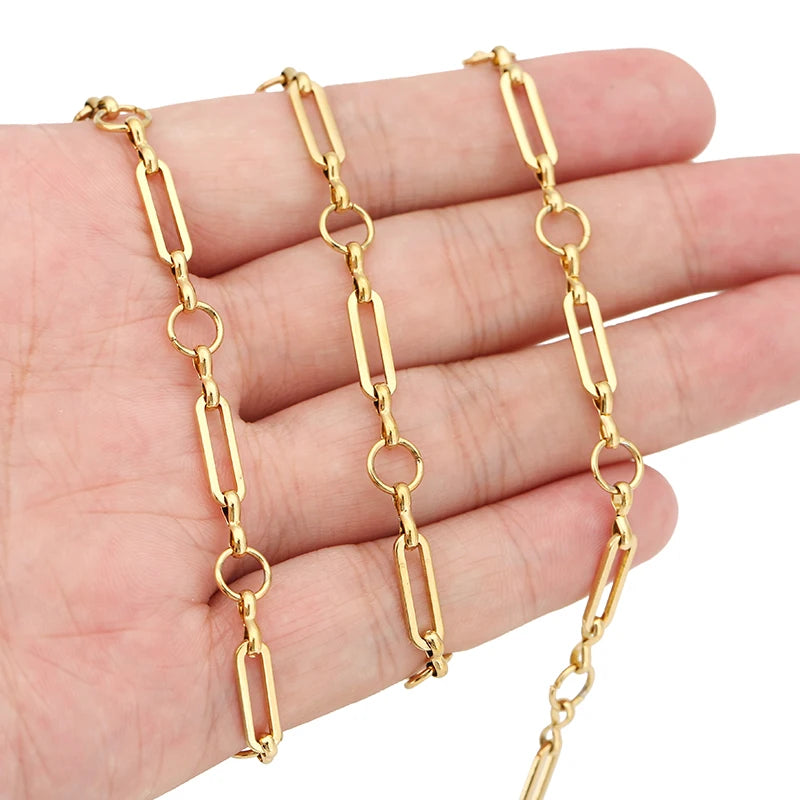 1 Meter Stainless Steel Large Heavy Chunky Hip Hop Punk Link Gold Color Chains DIY Jewelry Materials Handmade Necklace Bracelets