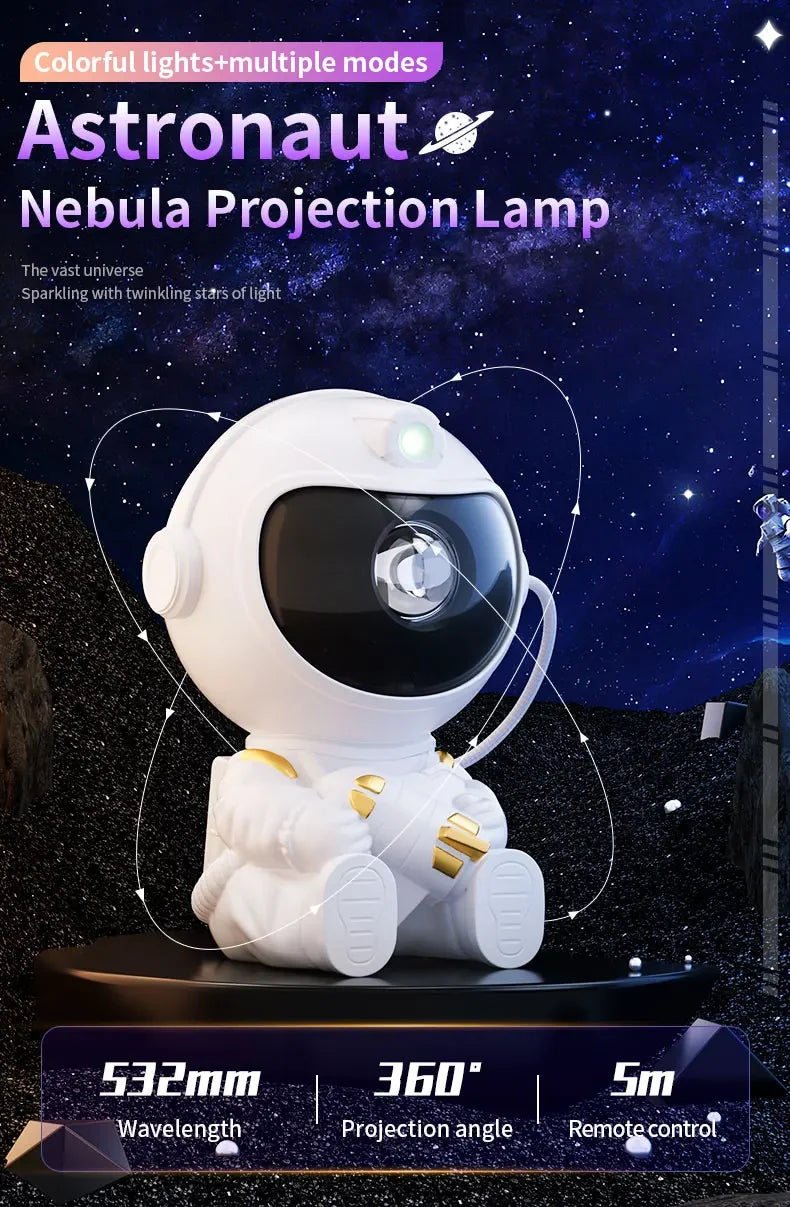 Remote Control Astronaut Galaxy Projector Night Light 360° Rotatable Nebula Star Lamp for Kids Bedroom Party Ceiling Decor