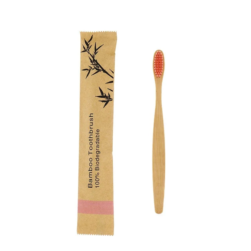 10Pcs Bamboo Toothbrush Eco Friendly Wooden Tooth Brush Soft Bristle Tip Charcoal Adults Oral Care Toothbrushes Hotel Travel