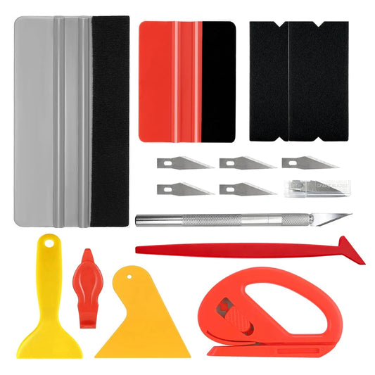 Vinyl Wrap Tools Kit Professional Wallpaper Installation Kit Felt Squeegee Trimmer Bubble Smoother for Car Wrapping Window Tint