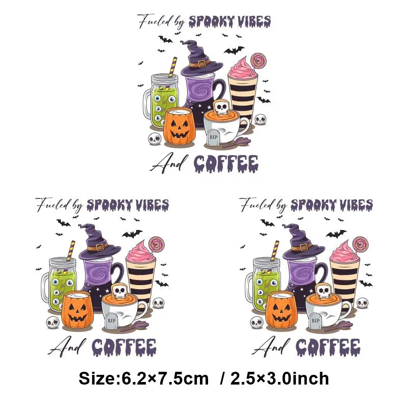 "Halloween is a Life Style"Patch Stickers Iron On Transfers for Clothing Iron Halloween Ghosts Stickers Fusible Applique Badge