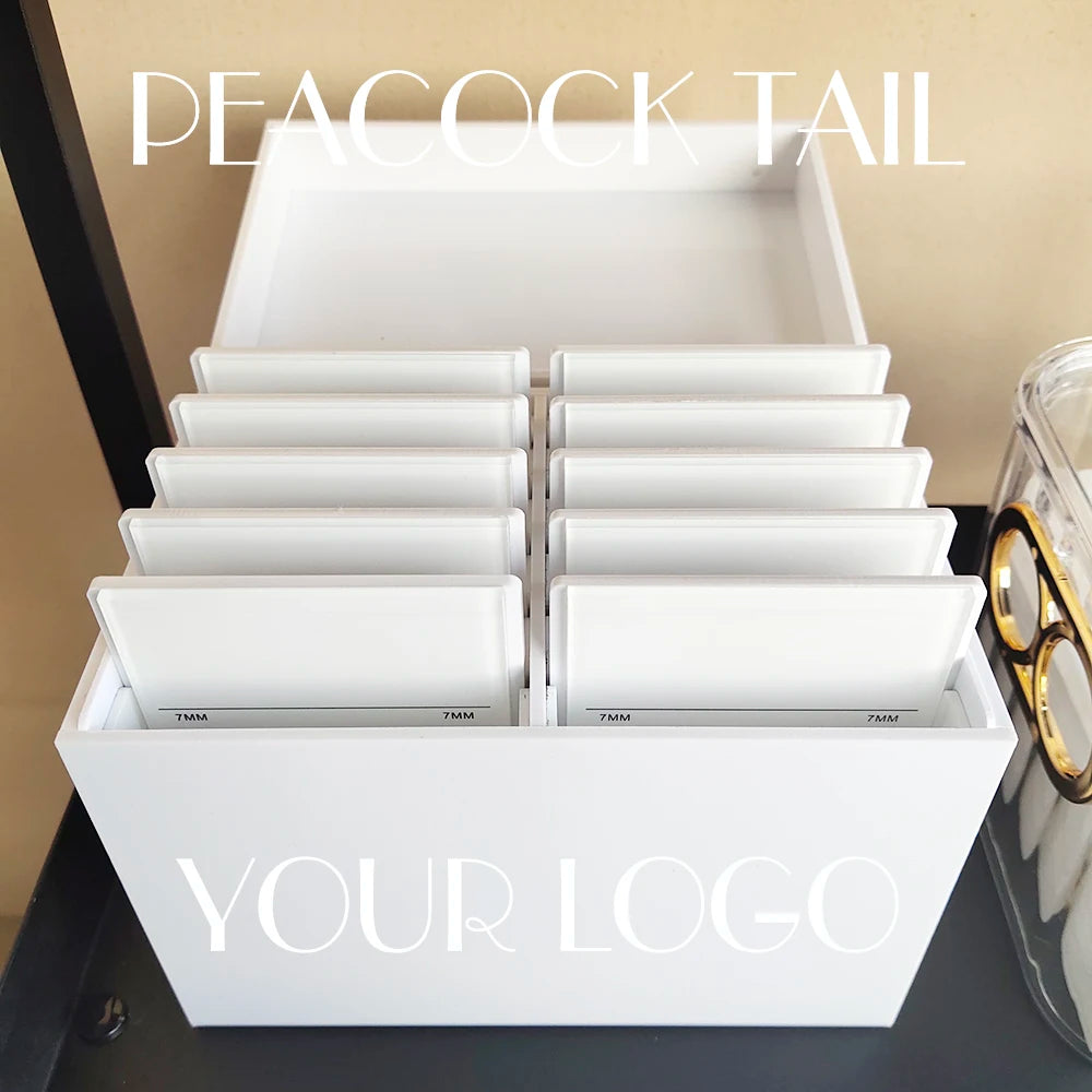 White Layers Lashes Storage Box Display Stand Eyelash Extension Organizer DIY Logo Eyelashes Makeup Tools
