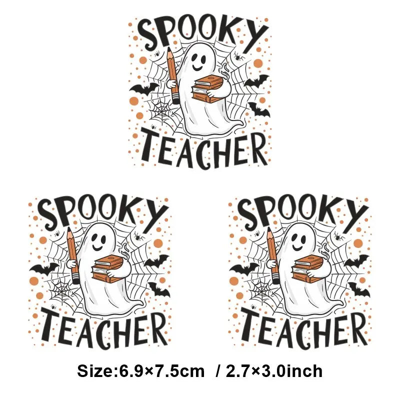 "Halloween is a Life Style"Patch Stickers Iron On Transfers for Clothing Iron Halloween Ghosts Stickers Fusible Applique Badge