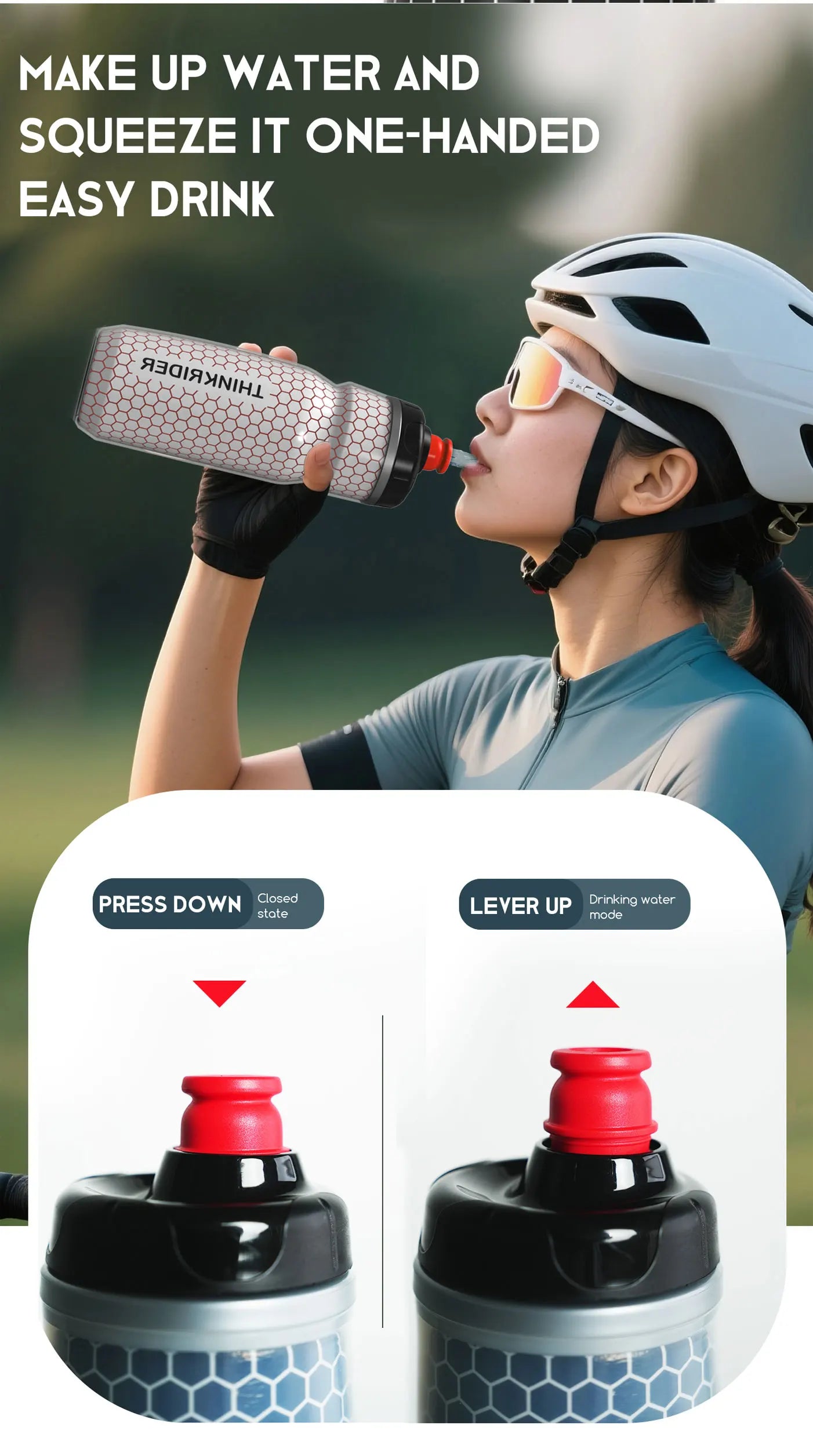 ThinkRider Bike Water Bottle 620ml/21oz Mountain Cycling Water Bottle PP5 Heat-And Ice-protected Bottle Outdoor Sports Cup