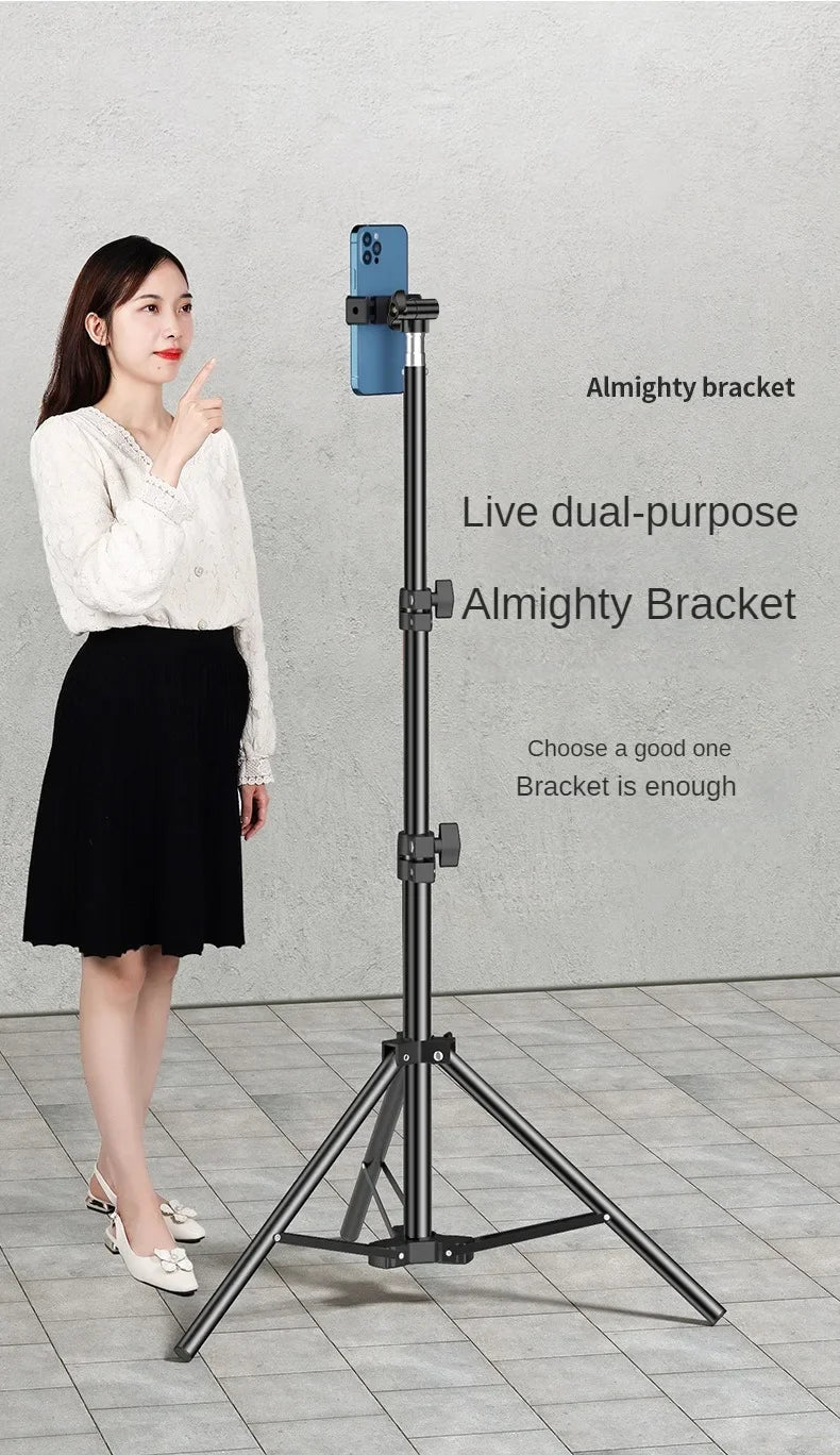 160cm Live Broadcast Tripod Landing Type Camera Anchor Selfie Light Frame Metal Thermometer Phone Holder