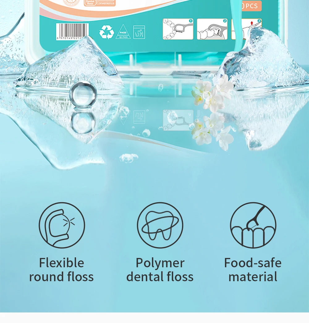 Kingubznis-Dental Floss, Plastic Toothpicks with Threads, Soft Dental Flosser, Elastic Silk with Sticks, Ultrathin, 50Pcs