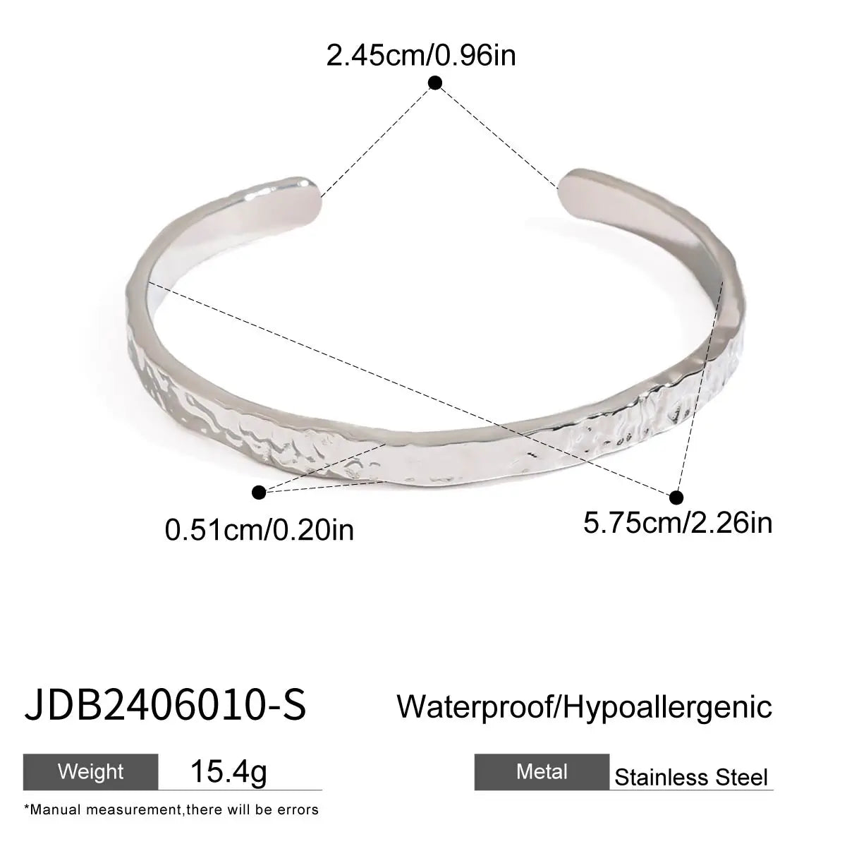 Youthway Minimalist Versatile Stainless Steel Metal Textured Open Bracelet Bangle For Women Anti Allergic Fashion Jewelry Daily