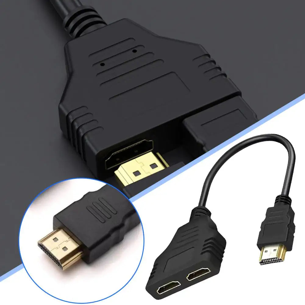 4K Computer Monitor HD Cable HDMI One In Two 30cm HD 1080P HDMI Splitter, One Input To Two Output Adapter Cable HDMI-compatible