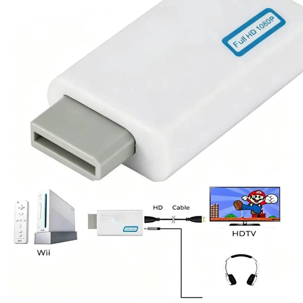 WII to HDMI-compatible Converter with 3.5mm Audio Video Cable Full HD 720P/1080P Wii2HD Adaptor for PC HDTV Monitor Display