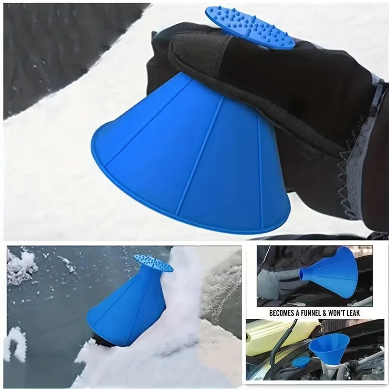 Car Windshield Magic Ice Scraper, Oil Funnel & Snow Shovel Tool Kit, Essential Winter Car Accessories