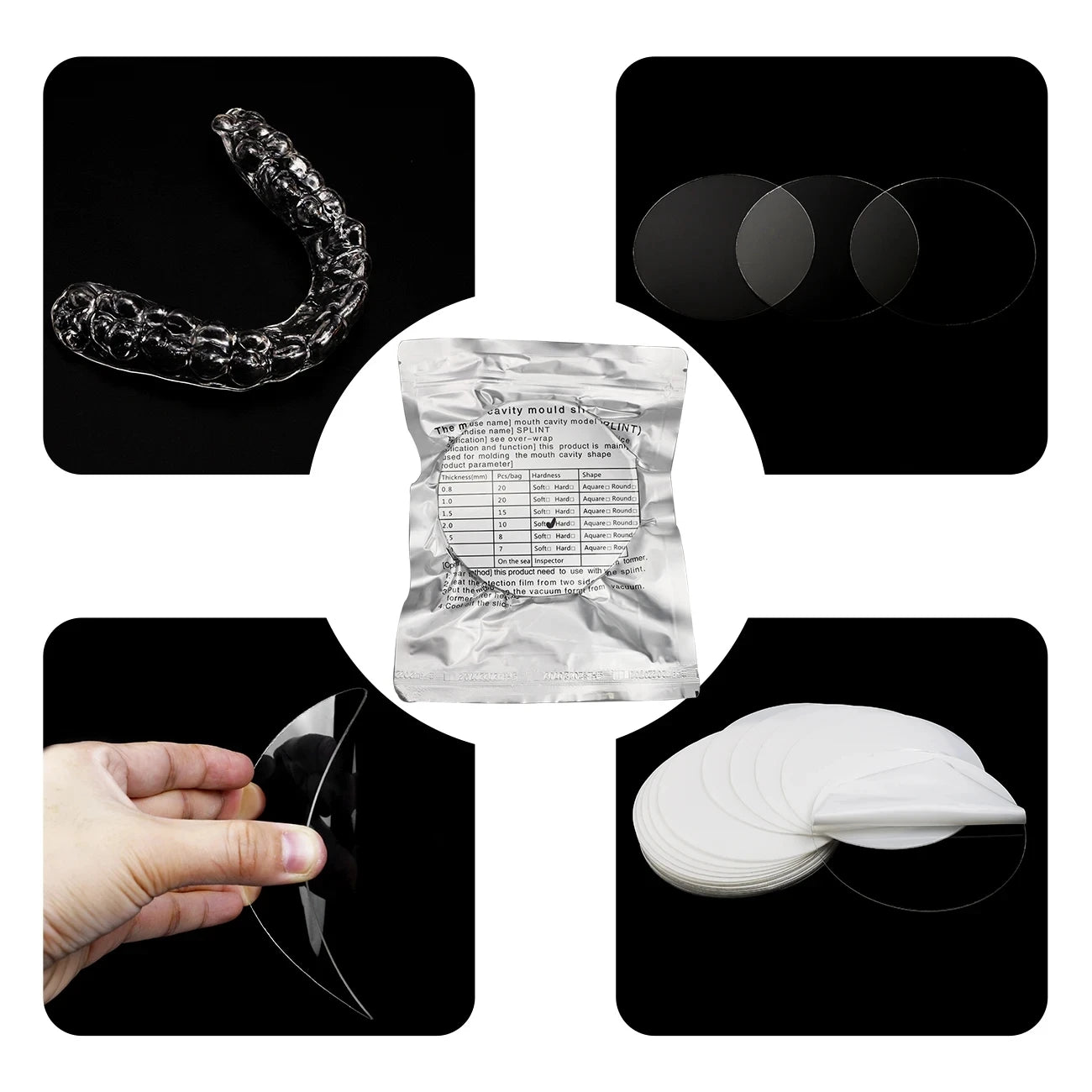Dental Lab Splint Retainer Slice Vacuum Forming Sheet Hard Soft 0.5-3.0mm Film Thermoforming Denture Model Orthodontic Retainer