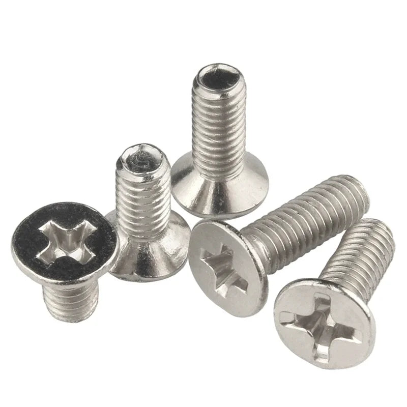 Nickel Plated Carbon Steel Cross Flat Countersunk Head M1 M1.2 M1.4 M1.6 M1.7 M2 M2.5 M3 M3.5 M4 M5 M6 Phillips Screws Bolts