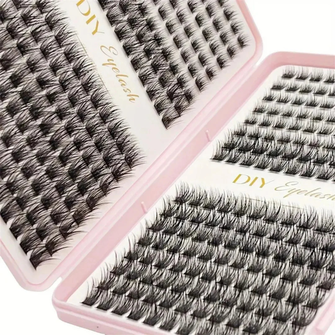 1Box Individual Lashes Clusters DIY Lash Extensions Book, D Curl Lash Clusters Eyelash Extension at Home