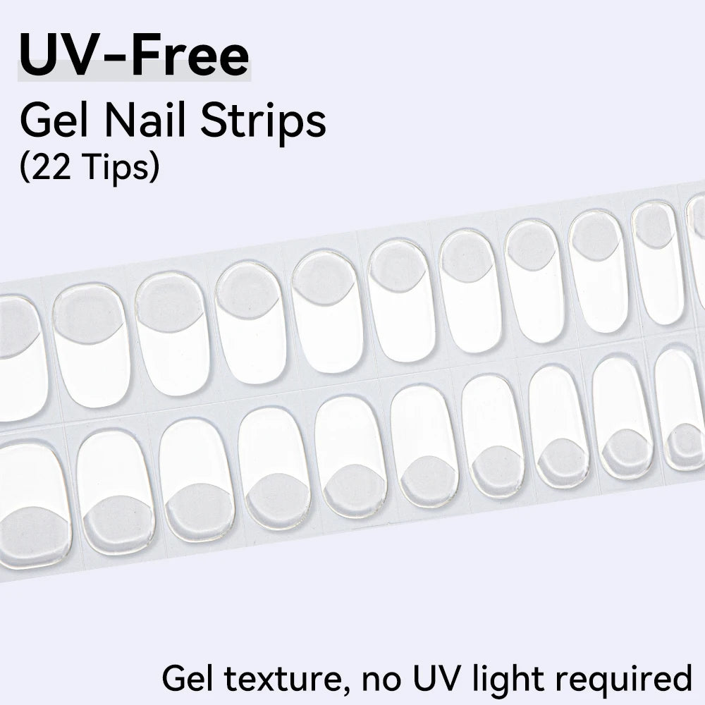 UV FREE Fully Cured Gel Nail Strips 16/22 Tips Self Adhesive Gel Nail Stickers DIY Nail Art Manicure DON'T NEED UV LAMP