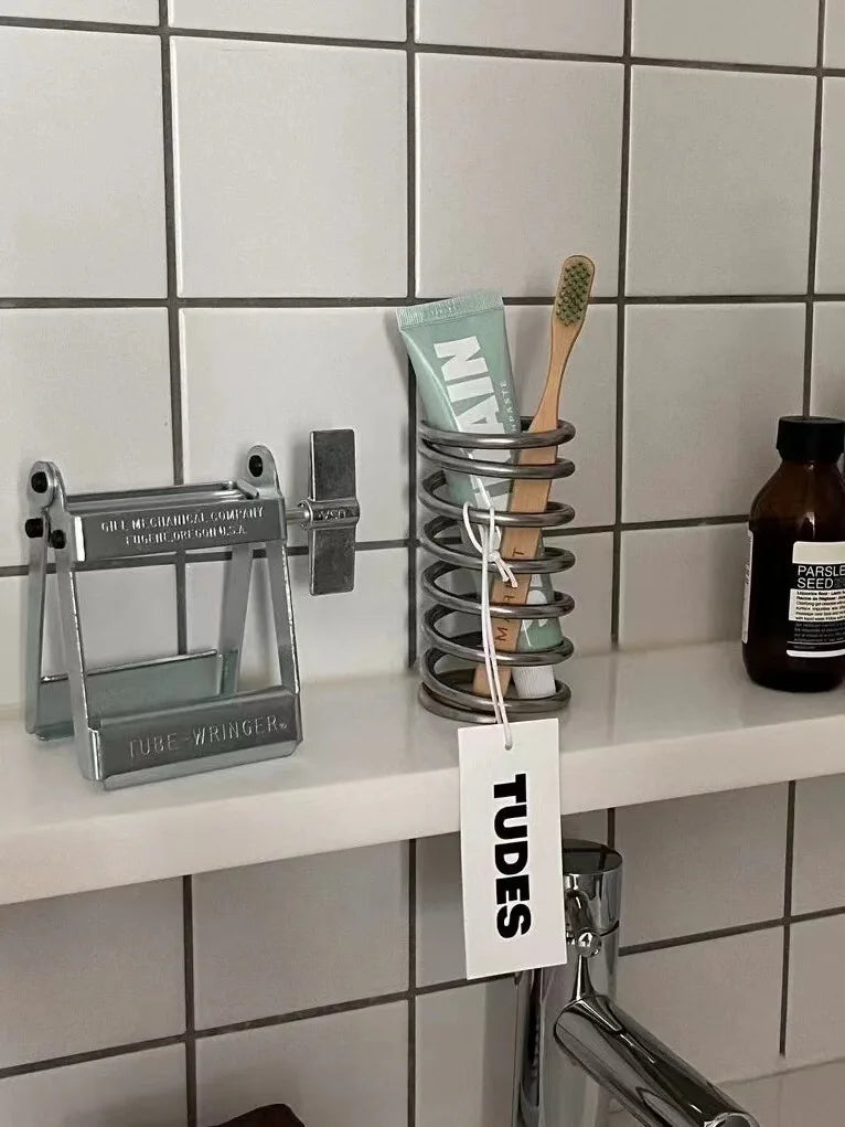 Stainless Steel Toothbrush Holder Metal Bathroom Accessories Tool for Toothpaste Makeup Brush Storage Rack Home Decoration