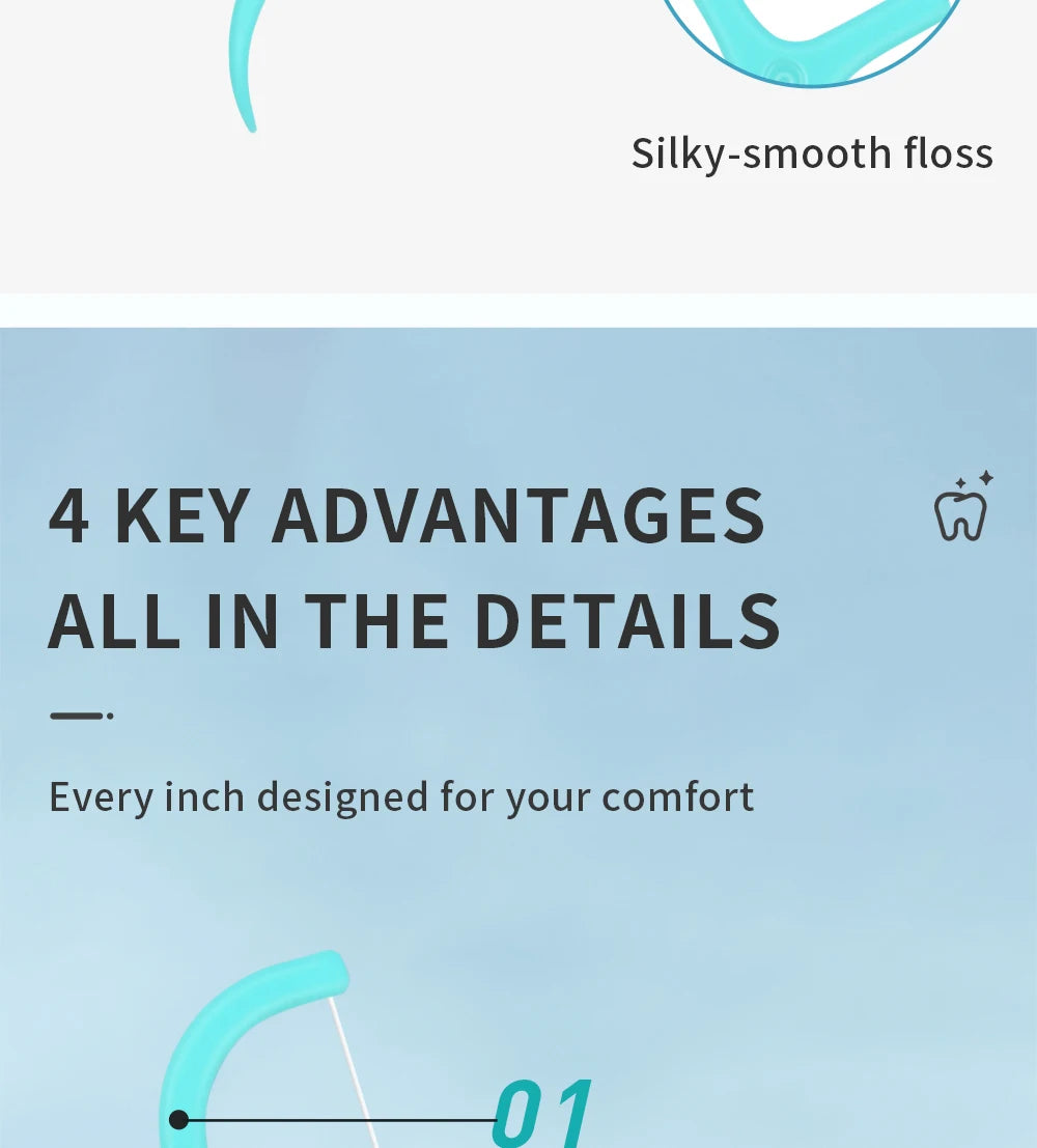 Kingubznis-Dental Floss, Plastic Toothpicks with Threads, Soft Dental Flosser, Elastic Silk with Sticks, Ultrathin, 50Pcs