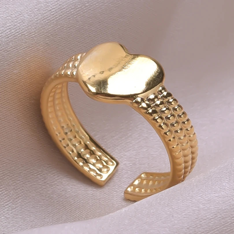6pcs/lot Wholesale Various Chunky Rings Real Gold Plated Love Abstract DIY Shell Star Sun Bat Shaped Rings Women Jewelry Gifts