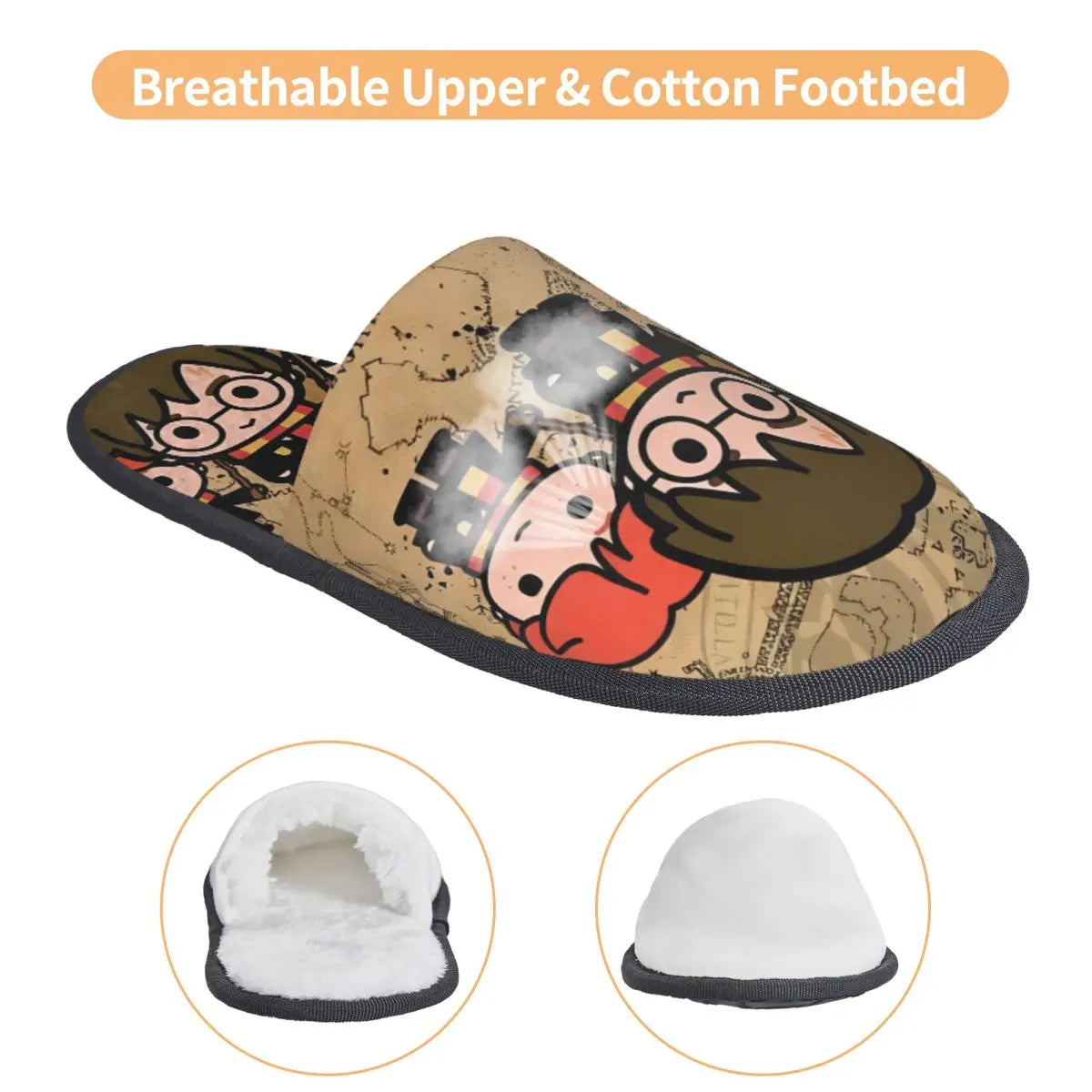 Winter House Cotton Slippers Harrys Potters Magic School Accessories Household Fur Slides Slippers Indoor Cozy Anti Slip Slides