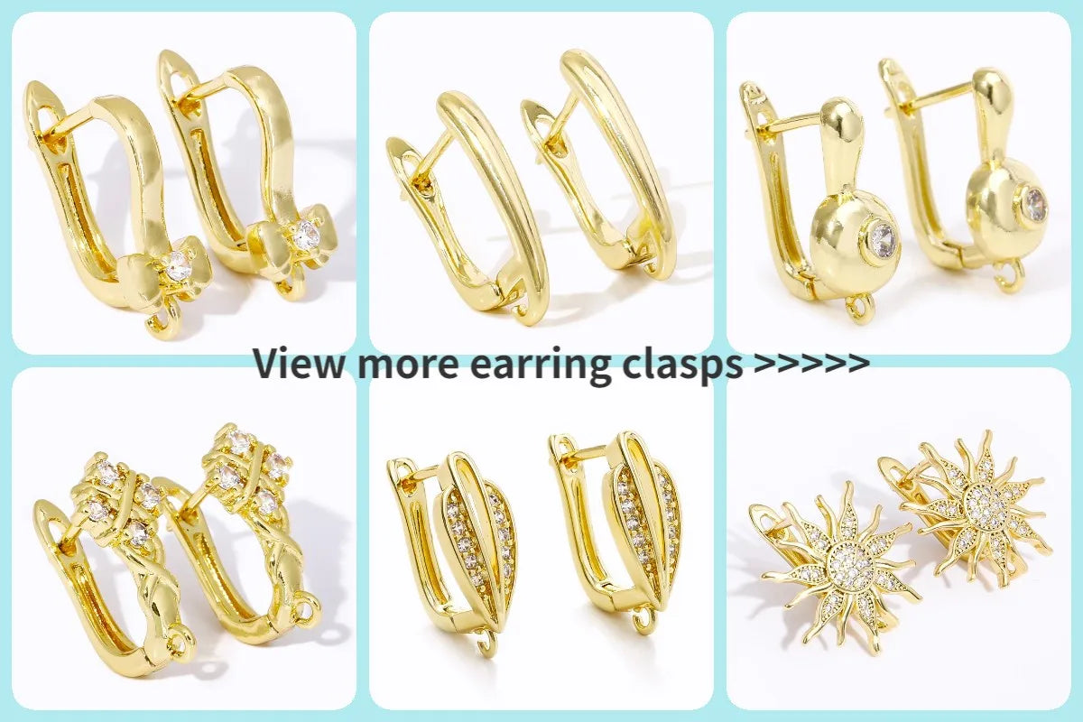 18K Gold Plated Brass With Center U-Bar And Open Ring Cable Chain Ear Thread Ear Wire Earrings DIY Earring Making Supplies
