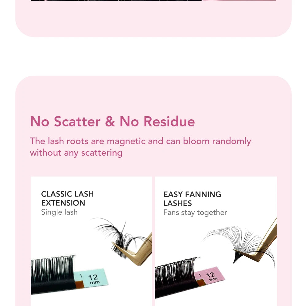 DIYDAY Easy Fan Volume Eyelash Extensions Wholesale C D Curve Easy Blooming PBT Mink Eyelashes Camellia False Lashes Supplies